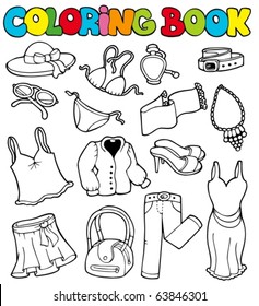 Coloring book with apparel 2 - vector illustration.
