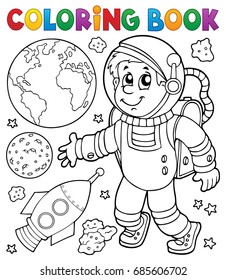Coloring book astronaut theme 1 - eps10 vector illustration.