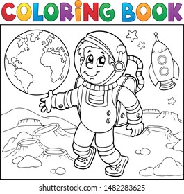 Coloring book astronaut theme 2 - eps10 vector illustration.