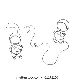 Coloring book with astronaut - vector illustration.