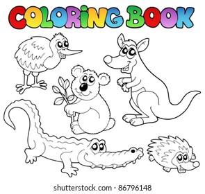 Coloring book Australian animals 1 - vector illustration.