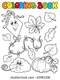 Coloring book with autumn theme 1 - vector illustration.