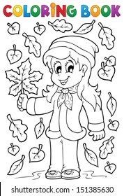 Coloring book with autumn theme 2 - eps10 vector illustration.