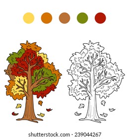 Coloring book (autumn tree)