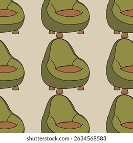 Livro de colorir Avocado sofá em forma de desenho animado coloração para crianças. que é uma ilustração vetorial para pré-escola e treinamento em casa para pais e professores.