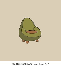 Livro de colorir Avocado sofá em forma de desenho animado coloração para crianças. que é uma ilustração vetorial para pré-escola e treinamento em casa para pais e professores.