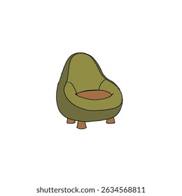 Livro de colorir Avocado sofá em forma de desenho animado coloração para crianças. que é uma ilustração vetorial para pré-escola e treinamento em casa para pais e professores.