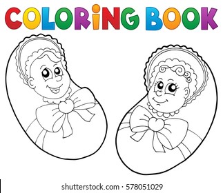 Colorante libro imagen del tema del bebé 6 - ilustración del vector eps10.