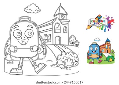 Coloring book, Back to school Vector design.