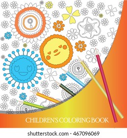coloring book background, vector kids coloring book with abstract flowers live