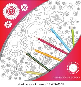 coloring book background, vector kids coloring book with abstract flowers live