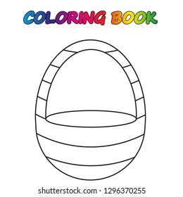 coloring book. basket - сoloring page to educate preschool kids . Game for preschool kids, worksheet. Vector cartoon illustration.