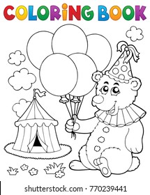 Coloring book bear with balloons - eps10 vector illustration.