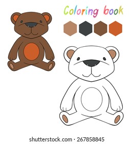 Coloring book bear kids layout for game vector illustration