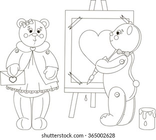 Coloring, book, bears, a, pair, of, lovers