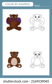 Coloring book of a  bears. Educational creative games for preschool children
