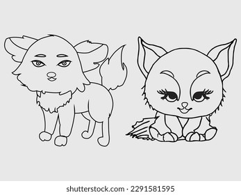 Coloring book beautiful doll vector illustration for children. This is an editable and printable high quality vector eps file.