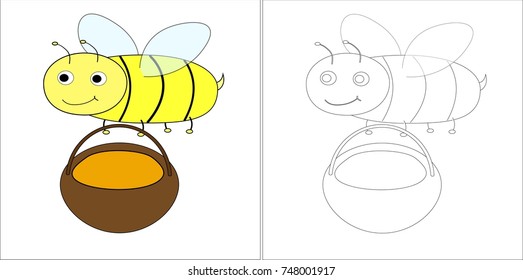 coloring book bee. vector cartoon illustration