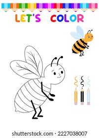 Farbbuch mit Bienen.Ein Puzzlespiel für Kindererziehung und Aktivitäten im Freien.