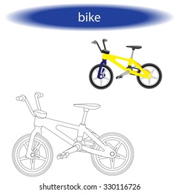 Coloring book ( bike ) for children. Vector illustration