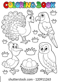 Coloring book bird image 4 - vector illustration.