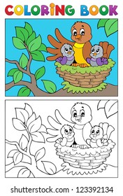 Coloring book bird image 5 - vector illustration.