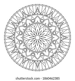 Mandala Coloring Monochrom Pattern Black White Stock Vector (Royalty ...
