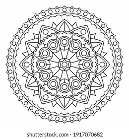 Coloring book with black and white mandala with floral pattern. Vector design.