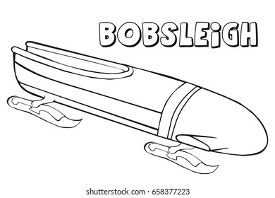 Coloring book   bobsleigh .  Cartoon style. Clip art for children.