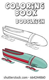 Coloring book   bobsleigh couple .  Cartoon style. Clip art for children.