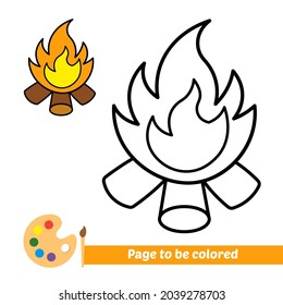 Libro de coloración, imagen vectorial de la hoguera
