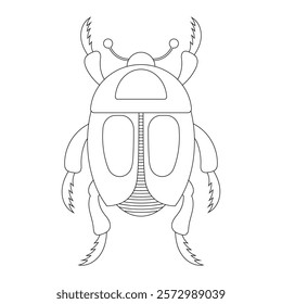 Coloring book of bug, big round beetle. Doodle insect. Nature and biodiversity insect specie. Beetle vector flat illustration.