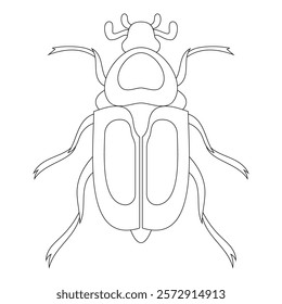 Coloring book of bug, bronze beetle. Doodle insect. Nature and biodiversity insect specie. Beetle vector flat illustration.