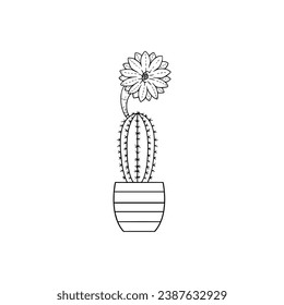 coloring book bushy thorn cactus black and white