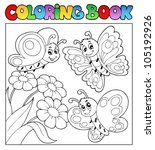 Coloring book with butterflies 3 - vector illustration.