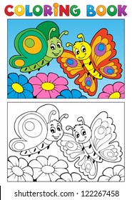 Coloring Book Butterfly Theme 1 - Vector Illustration.