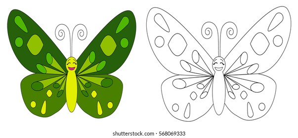 coloring book, butterfly,vector, cartoon