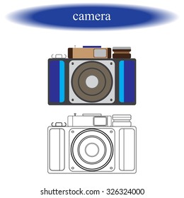 Coloring book ( camera ) for children. Vector illustration