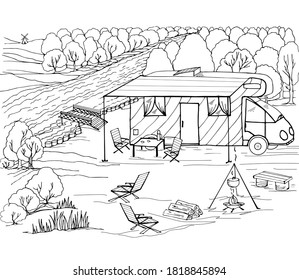 2,315 Camping coloring page Images, Stock Photos & Vectors | Shutterstock