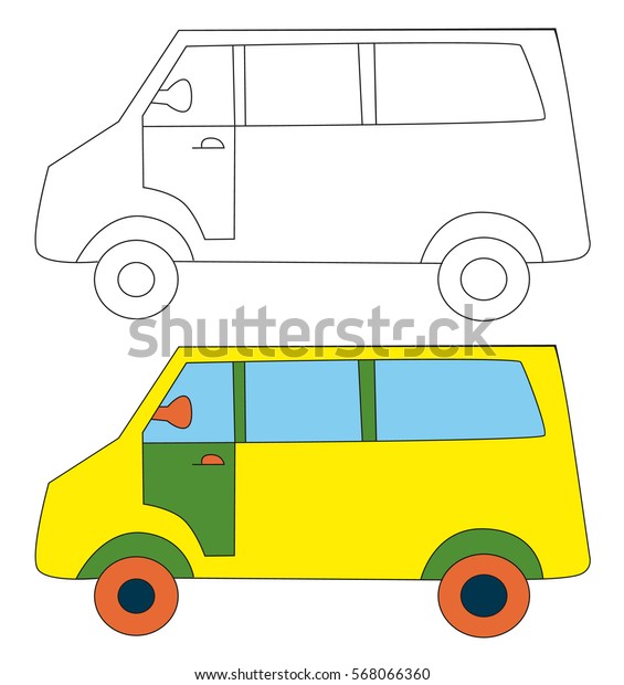 coloring book, car,
cartoon,
isolated,yellow