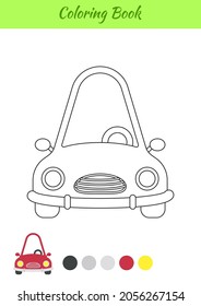 Coloring book car for children. Educational activity page for preschool years kids and toddlers with transport. Printable worksheet. Cartoon colorful vector illustration.