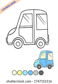coloring book car transport isolate on white background for kids page color swatch illustration outline vector sketch doodle