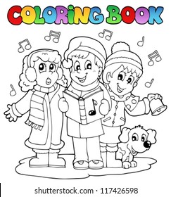 Coloring book carol singing theme 1 - vector illustration.