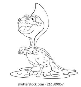 Coloring book. Cartoon amusing little dinosaur.
