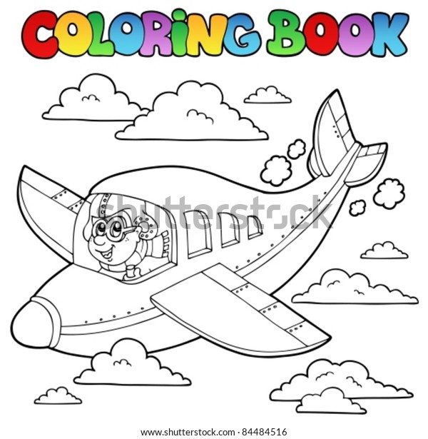 Coloring Book Cartoon Aviator Vector Illustration Stock Vector (Royalty