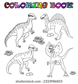 Coloring book with cartoon dinosaurs