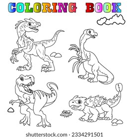 Coloring book with cartoon dinosaurs