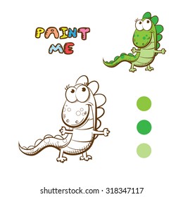 Coloring book with cartoon dragon.