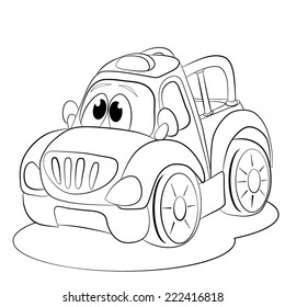 Coloring book. Cartoon funny car lorry.