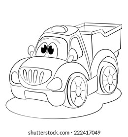 Coloring book. Cartoon funny car truck.